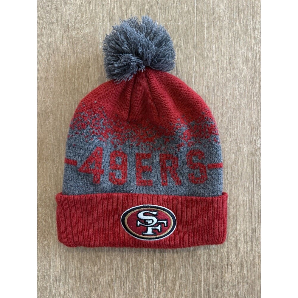 San Francisco 49ers NFL Pom Beanie Red Gray OSFM